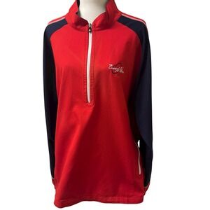 FootJoy Mens Red Country Club of Oxford Quarter Zip Golf Pullover Jacket Size L